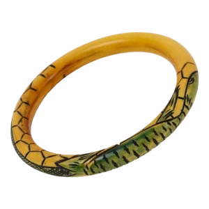 Art Nouveau Celluloid Bracelet Bangle With Lizard Design