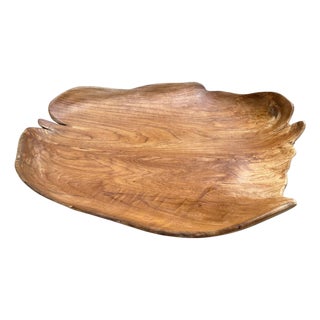 Andrianna Shamaris Minimalist Teak Wood Sculptural Bowl For Sale