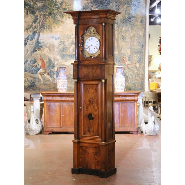Early 19th Century French Empire Walnut Tall Case Grandfather Clock For Sale In Dallas - Image 6 of 10
