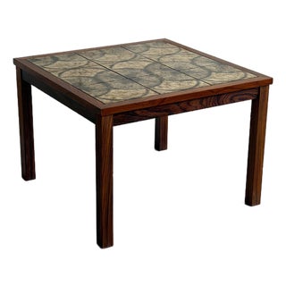 Danish Modern Rosewood & Ceramic Tile Side Table, Denmark, 1960s For Sale