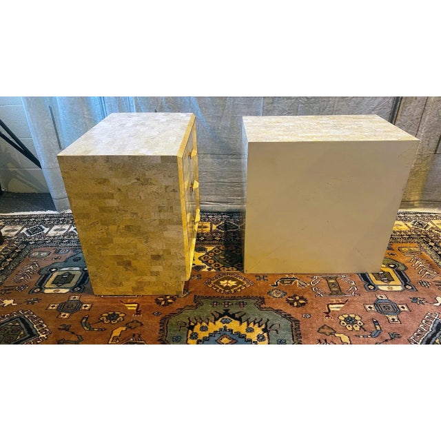 Metal 1970s Maitland-Smith Tessellated Stone Nightstands (A Pair) For Sale - Image 7 of 11