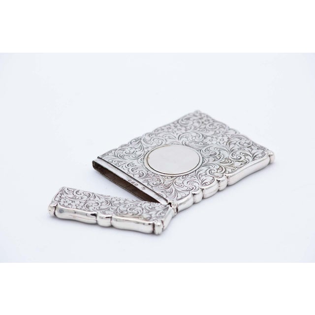 Rectangular Silver Card Case with Engravings For Sale - Image 3 of 5