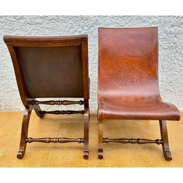 Set of Spanish Oak Side Chairs by Pierre Lottier for Valenti, 1950s For Sale - Image 11 of 17
