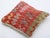 A one-of-a-kind handwoven Afghan wool kilim accent pillow featuring stacked stepped diamonds on a deep red ground. Cut and...