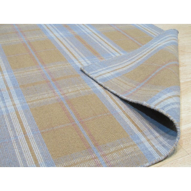 10x14 Sarrah Delicate Yellow Classic Geometric Flatweave Wool Carpet Rug For Sale - Image 4 of 5