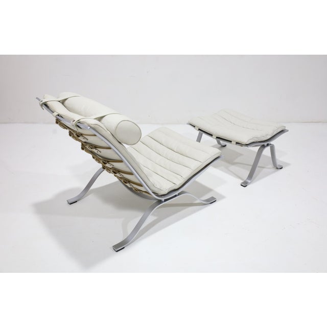 Mid-Century Modern Ari Chair and Ottoman in Leather and Steel by Arne Norell, 1970s For Sale - Image 3 of 12
