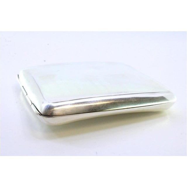 Guilloche Silver Cigarette Case with Curved Bands For Sale - Image 3 of 6