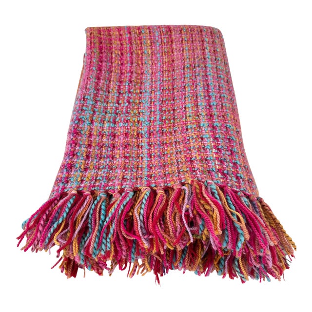 Pine Cone Hill Pink Wool Throw Blanket For Sale