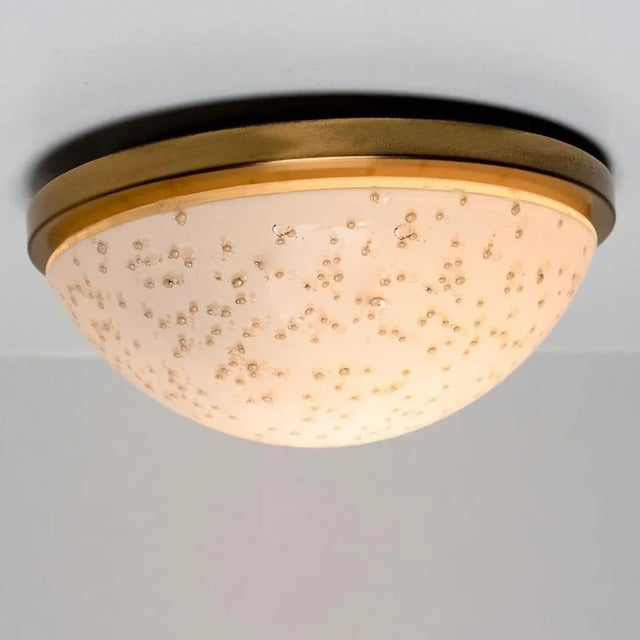 Vintage German Speckled Milk Glass Flush Mount from Peill & Putzler, 1970s For Sale - Image 9 of 12