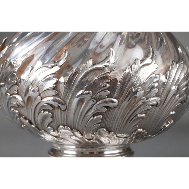 Silver and Crystal Ewers by Master Silversmith Labat Pugibet Henin, 1880, Set of 2 For Sale - Image 12 of 18