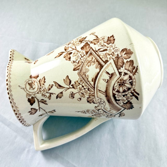 Ceramic English Aesthetic Movement Large Ironstone Pitcher For Sale - Image 7 of 15