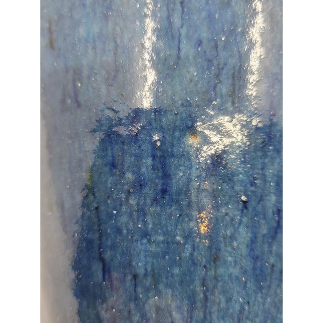 Vase in French Blue Enamelled Stoneware from Accolay, 1970s For Sale - Image 9 of 10