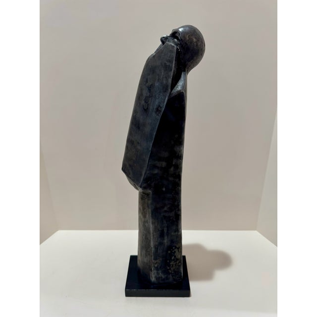 Figurative Mid 20th Century Larry Mohr Signed Bronze Figurative Sculpture Tall Abstract Modernist Form on Base For Sale - Image 3 of 8