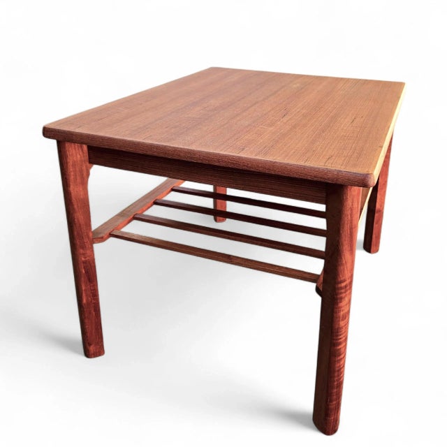 Mid Century Møbelfabrikken Toften Danish Modern Teak Side Table With Slatted Shelf For Sale - Image 10 of 10