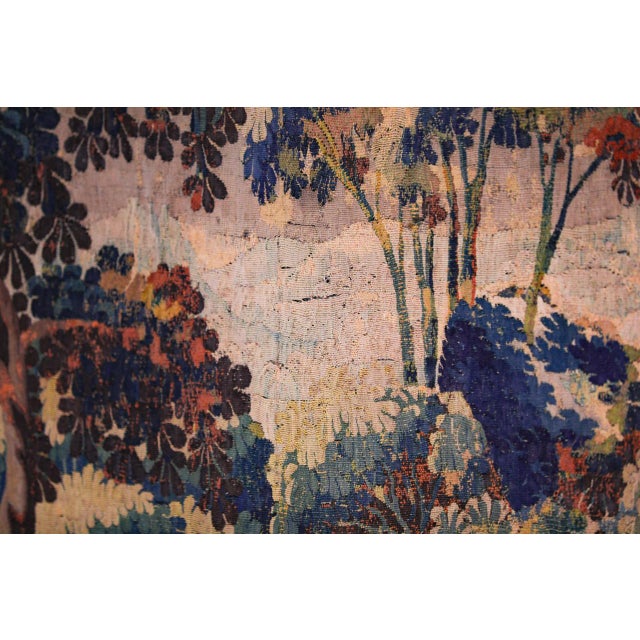 Late 17th Century Flemish Verdure Tapestry in Wool and Silk For Sale - Image 5 of 12