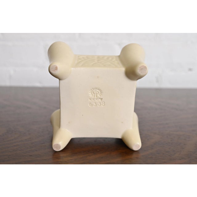 Cream Rookwood Pottery Arts & Crafts Glazed Ceramic Candlestick Holder, 1934 For Sale - Image 8 of 10