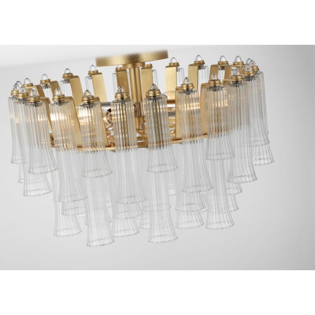 Lorelei 18" Semi-Flush Mount in Gild with Clear Glass Designer: Julie Neill Canopy: 5" Round Mounting: Flush Shade Detail:...