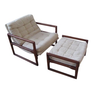 Milo Baughman Cube Chair & Ottoman - A Pair For Sale