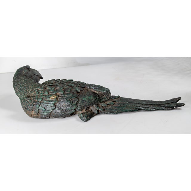 19th Century Cast Iron Model of a Parrot With Green Paint For Sale - Image 10 of 17