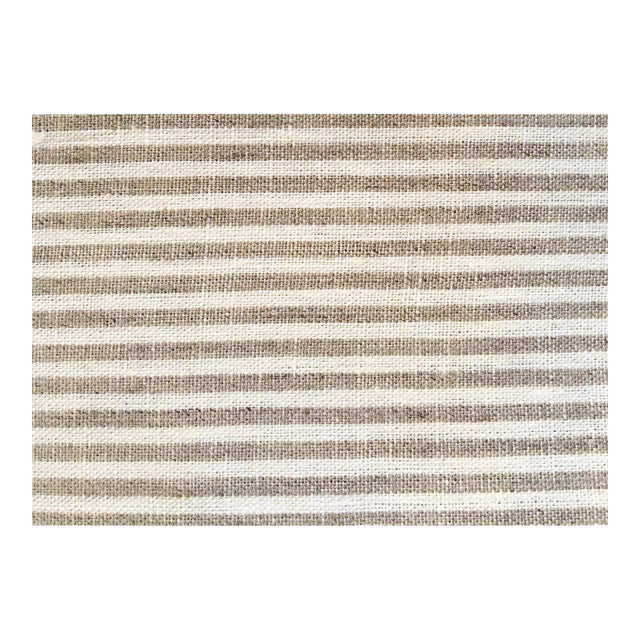Plum Textiles Breton Ticking Tan Linen For Sale