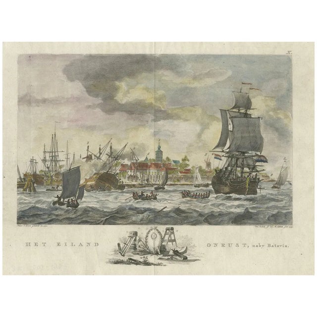 Vinkeles, 1779 View of Onrust Island Near Batavia with Voc Shipyard Activity, 1779, Print For Sale