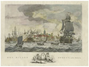 Vinkeles, 1779 View of Onrust Island Near Batavia with Voc Shipyard Activity, 1779, Print