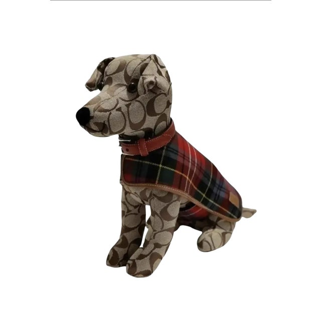 Vintage Coach Leather Signature Stuffed Collectible Khaki Display Dog For Sale - Image 12 of 12