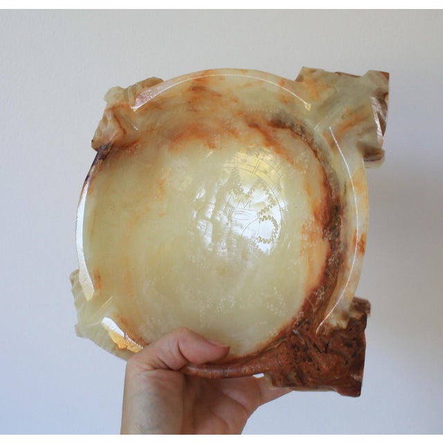Vintage Hand-Carved Onyx Marble Aztec Ashtray For Sale In Milwaukee - Image 6 of 8