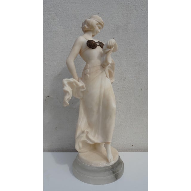 Art Nouveau Carved Alabaster and Bronze Dancer, 1890s For Sale - Image 10 of 18