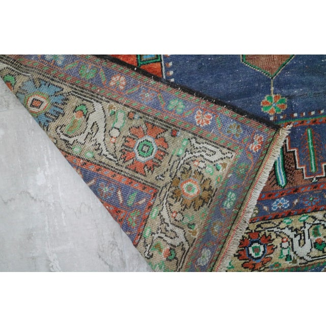 1940s Blue & Orange Turkish Rug - 4′9″ × 8′11″ For Sale - Image 4 of 5