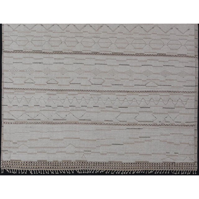 Textile Mid 20th Century Large Modern Rug in Muted Off White. Light Brown With Minimalist Design For Sale - Image 7 of 12