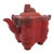 Chinese Red Lacquer Climbing Foo Dog Finial Lid Decorative Teapot For Sale