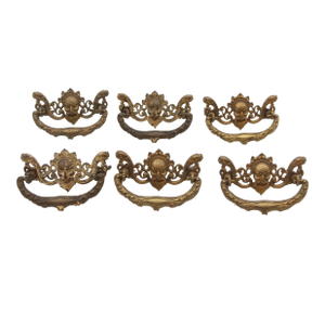 Set of 6 Vintage Poseidon Brass Bail Drawer Pulls