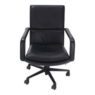 Black Leather Fully Adjustable Swivel Tilt Lounge Desk Office Chair Keilhauer For Sale
