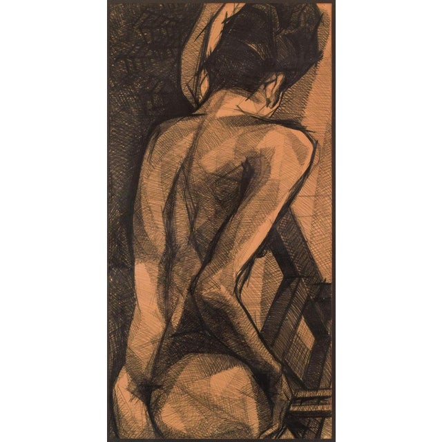 Large Stylised Life Drawing of a Woman, 20th-Century, Pencil on Paper For Sale - Image 17 of 17