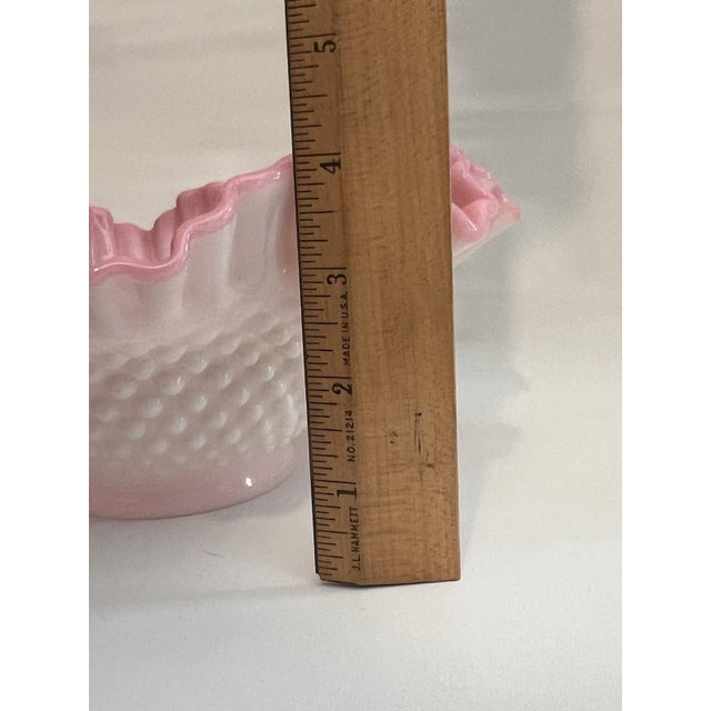 Mid 20th Century Bowl Pink Glow Hobnail Ruffled Fenton Cased Glass 4" Tall 10" Vantage For Sale - Image 9 of 13