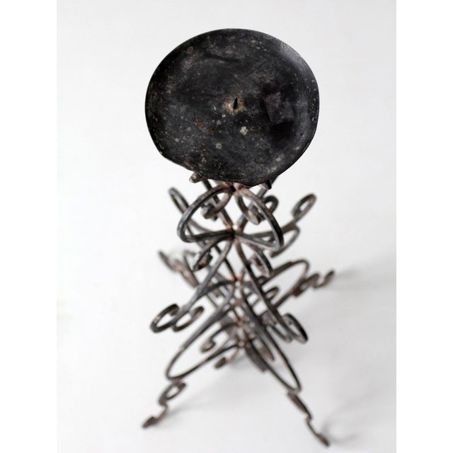 Vintage Scrollwork Iron Candle Stand For Sale - Image 4 of 17