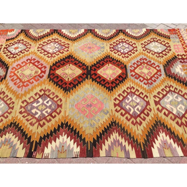 Vintage Rustic Turkish Kilim Rug - 72" X 114" For Sale In Raleigh - Image 6 of 11