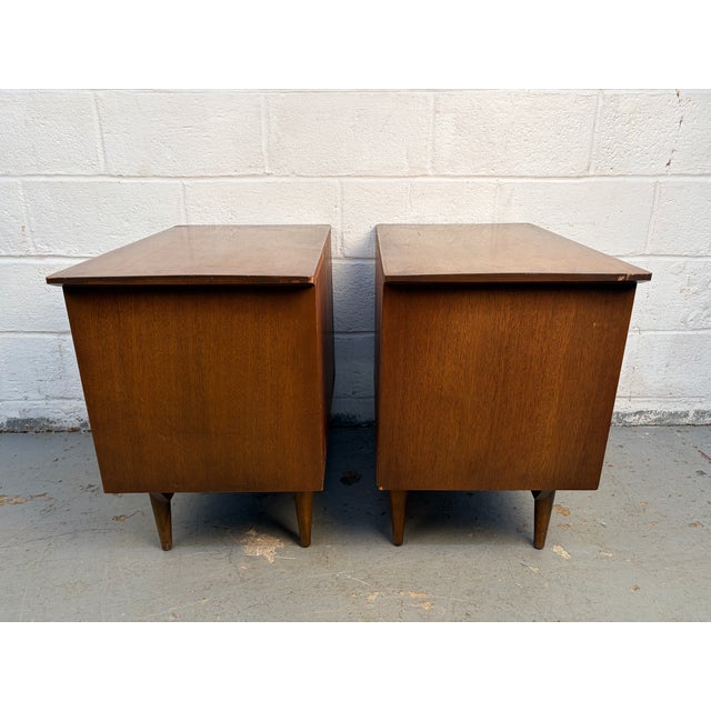 Wood Pair of Mid 20th Century Walnut Nightstands For Sale - Image 7 of 16