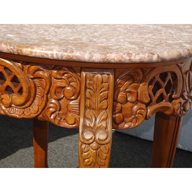 Vintage French Country Pink Marble Top End Tables ~ Side Tables For Sale - Image 12 of 15