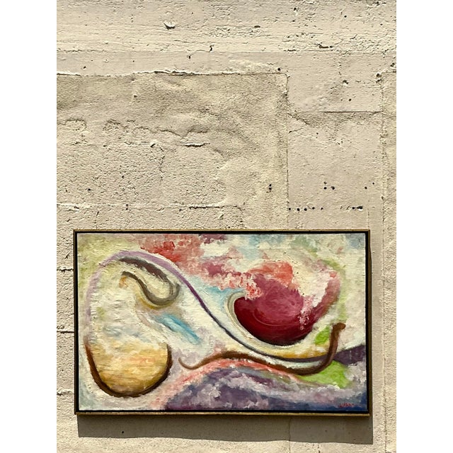 Vintage Boho Original Abstract Oil on Canvas For Sale - Image 9 of 9