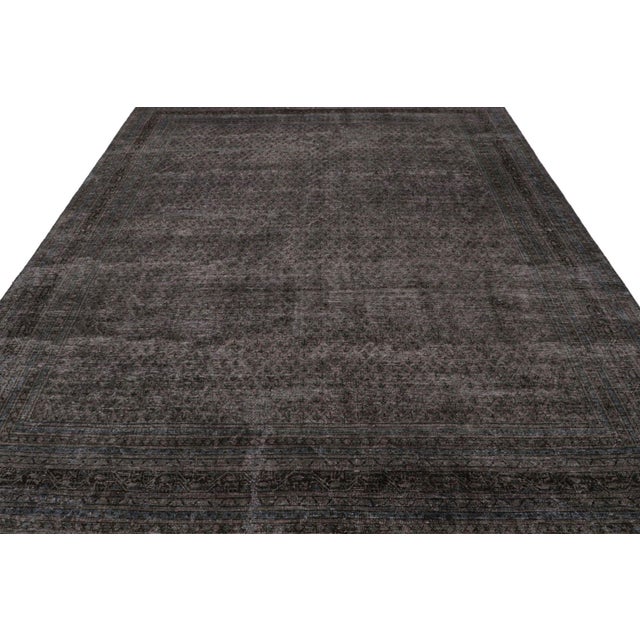 Traditional Vintage Persian Rug in Gray With Blue Geometric Patterns, From Rug & Kilim For Sale - Image 3 of 7