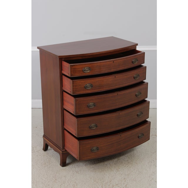 Biggs 5 Drawer Inlaid Mahogany High Chest For Sale - Image 4 of 15