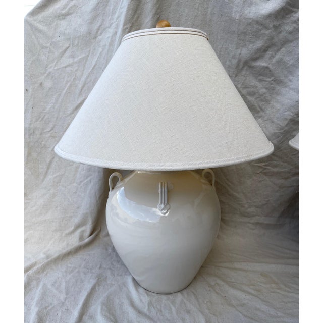 Mid 20th Century Rustic European Large Ceramic Jug Table Lamps With Shades a Pair Chairish