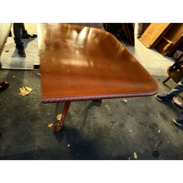 Wood Vintage Chippendale Style Double Pedestal Dining Table For Sale - Image 7 of 17
