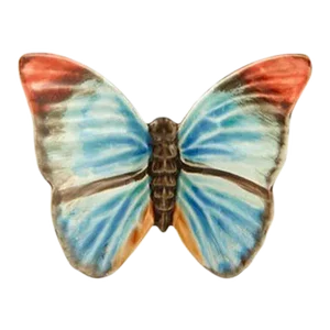 Bordallo Pinheiro Cloudy Butterflies by Claudia Schiffer Butterfly Wall Piece, Blue/Red 5"