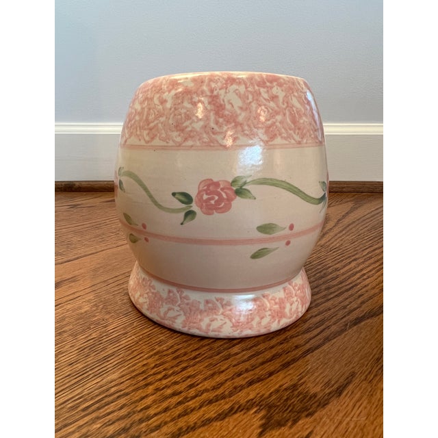 Marshall Potter Marshall Pottery Pink Sponge-Ware Stoneware Crock For Sale - Image 4 of 8