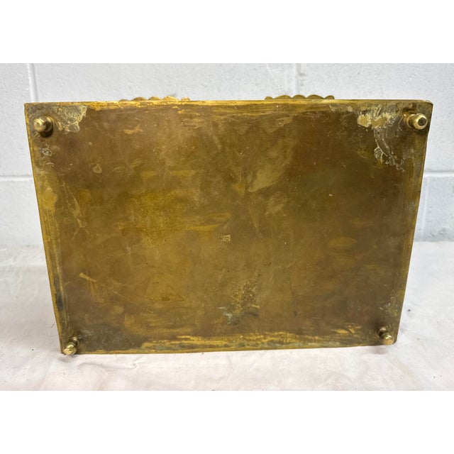 Large Antique Spanish Baroque 2 Tone Heavy Brass Ornate Dresser Casket Desk Box For Sale - Image 16 of 16