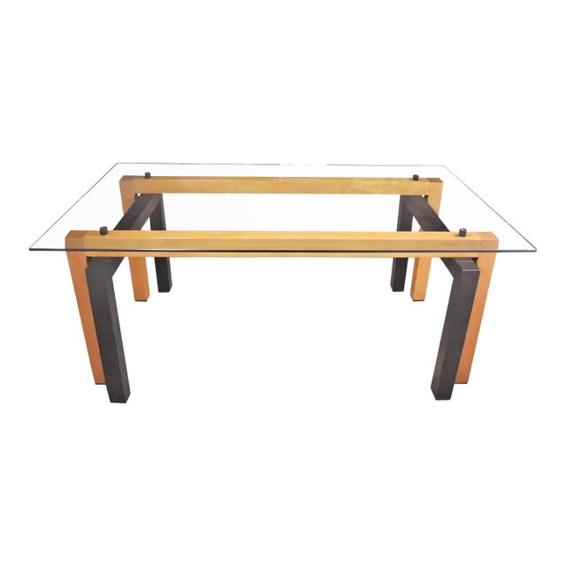 Vintage Pietro Costantini Italian Postmodern Cherry, Black Lacquer & Glass Dining Table For Sale