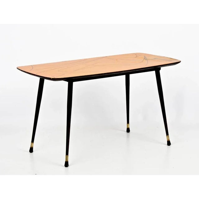 Mid-Century Italian Painted Wood, Brass and Black Metal Coffee Table, 1950s For Sale - Image 11 of 18